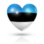 Love Estonia symbol. 3D heart flag icon isolated on white with clipping path